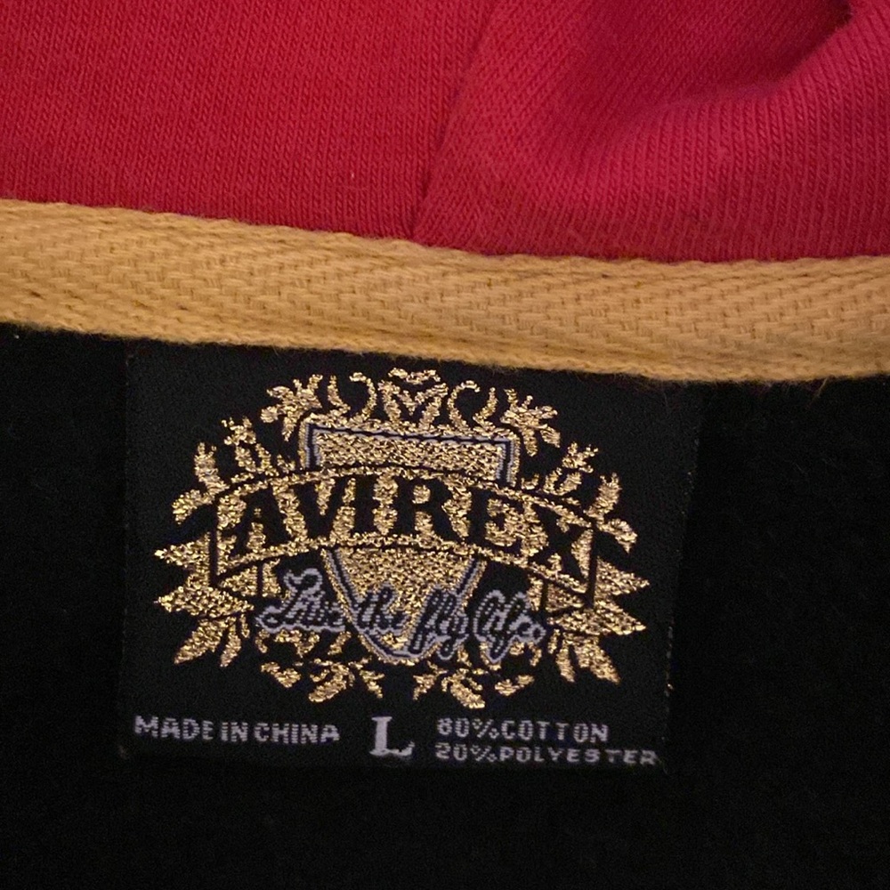 Avirex vintage skull black/gold hoodie size men’s large. - Picture 5 of 6
